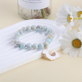 PARTNER Llama Inspirational Birthday Gifts for Women Best Friends Unique Gifts Natural Stone Beaded Bracelets for Women Agate Beaded Jewelry with Meaningful Message Card For Llama Lovers,Comes Packaged (A48)