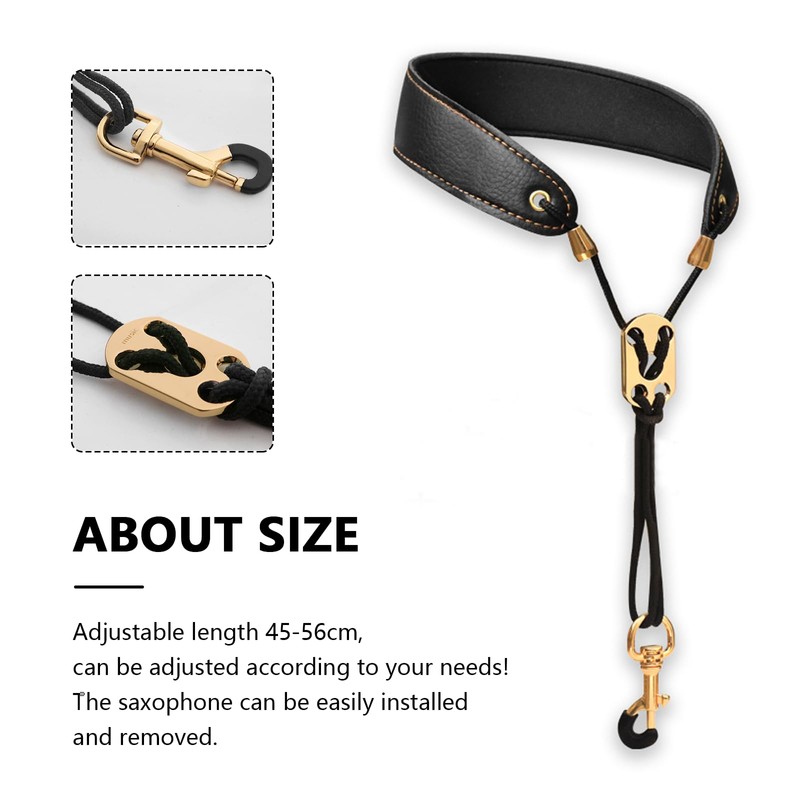 Saxophone Neck Strap Adjustable Soft Padded Leather Premium Saxophone Strap