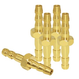 Joywayus Brass Hose Barb 5/32" ID Hex Union Brass Hose Fitting Water/Fuel/Air(Pack of 5)