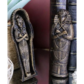 Ebros Bronze Small Ancient Egyptian Pharaoh King Tut Sarcophagus With Mum 5.5" H