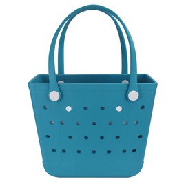 Addoklm Medium Size Lightweight Rubber Beach Bag BABY Small Waterproof Washable Tote (Lake Green)