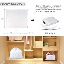 PlasMaller Dust Cover Storage Bags Purified 100% Cotton Flannel with Drawstring Pouch For Handbags Purses Pocketbooks Shoes Boots Set of 3, White, Large