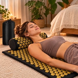 Acupressure Mat with Optional Pillow, Textured Spike Relaxation Mat for Back, Neck, Legs and Feet