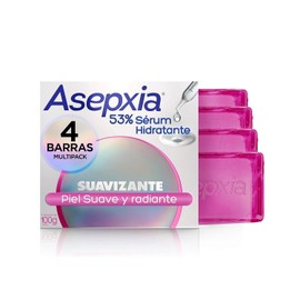 Asepxia, Jabón en barra Suavizante jabón facial y corporal, 53% Serum Hidratante, 4 x 100g