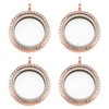WANDIC Rhinestone Photo Charm, 4 Pieces Round Rose Gold Crystal