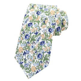 Luckyvestir Mens Tie, Floral Neck Tie, Skinny Ties for Men 2.56'', Flower Printed Cotton Neck tie for Wedding Business Groom