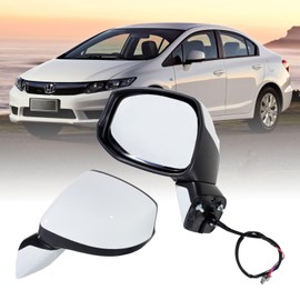 Xingshihuang For HONDA CIVIC Side Mirror Left Driver (2012 2013 2014 2015) with Power Mirror Manual Folding丨Without Turn Signal Light Non-Heated Match to White Replace#76252TR0A01(3 Pins)