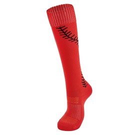 Red Softball Socks for Youth Girls Knee High Softball Baseball Soccer Socks Athletic Socks Red S