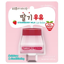 WELCOS Kwailnara - Bálsamo labial de leche con jalea real y extractos de leche para un cuidado hidratante y nutritivo, cuidado de labios coreano, sabor a fresa, añade tinte y brillo natural, 0.33 onzas líquidas