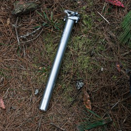 Funn Crossfire Bike Seat Post, Length 350mm, Diameter 27.2mm, Aluminum Alloy AL6061, 3D Forged, One Piece Head and Shaft (Blast Silver)