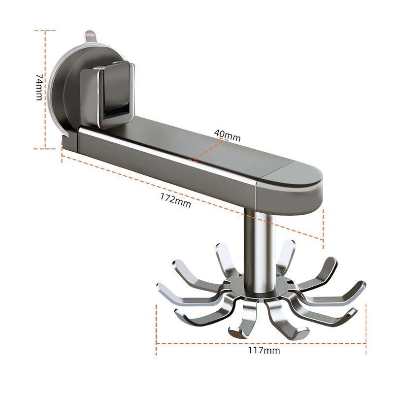 Suction Cup Rotating Utensil Shelf Wall Mounted 360 Degree Rotating