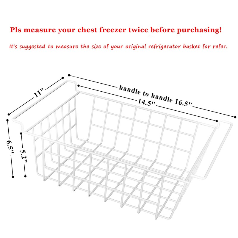 Orgneas 16.5" Chest Freezer Organizer Bins Deep Freezer Basket Storage