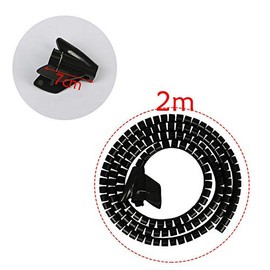 Cable Tidy Wrap, Cutable Spiral Binding Tube, Wire Organizer for TV/PC/Computer/Home Enthertainment (2M- Black)