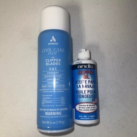 Andis Cool Care Plus 6 Oz Spray + Blade Oil 4oz - Clipper Trimmer Clean Lube