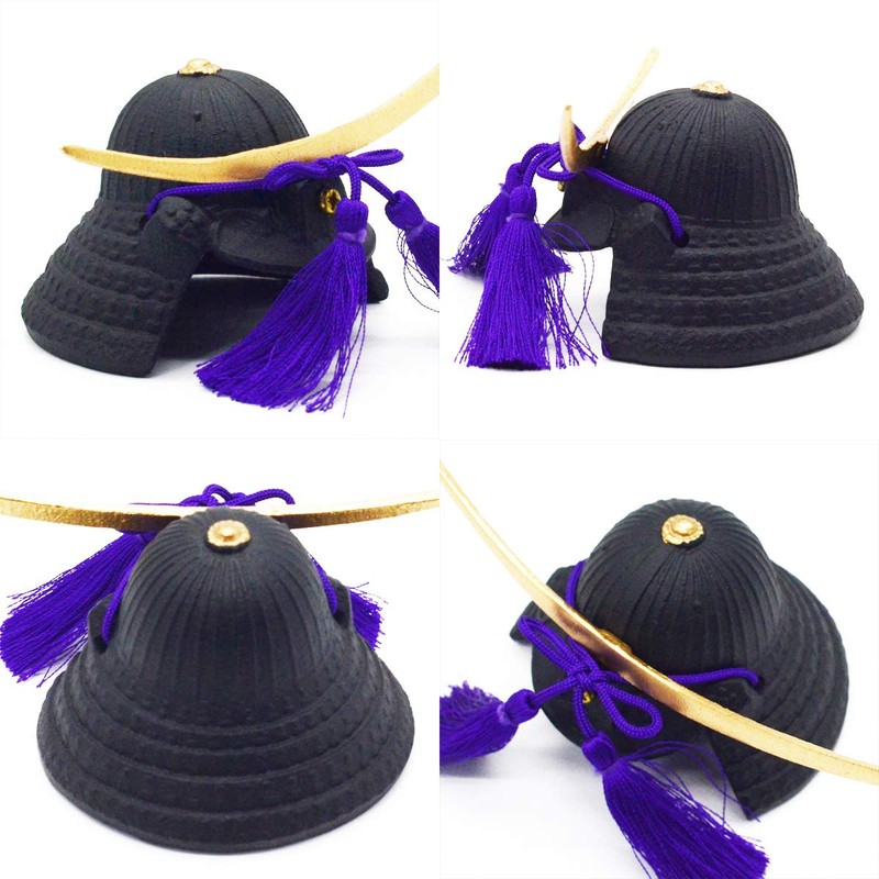 Mini Helmet Ornament Date Masamune (Black & Gold Brocade Zabuton)