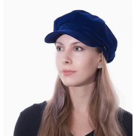 CRAGGI Velvet Baker Boy Cap,Newsboy Hat,Cabbie,Flat Cap in Navy Velvet,Womens Hats