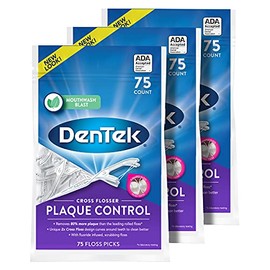 DenTek Cross Flosser - Púas de hilo dental en forma de X, 75 púas (paquete de 3)