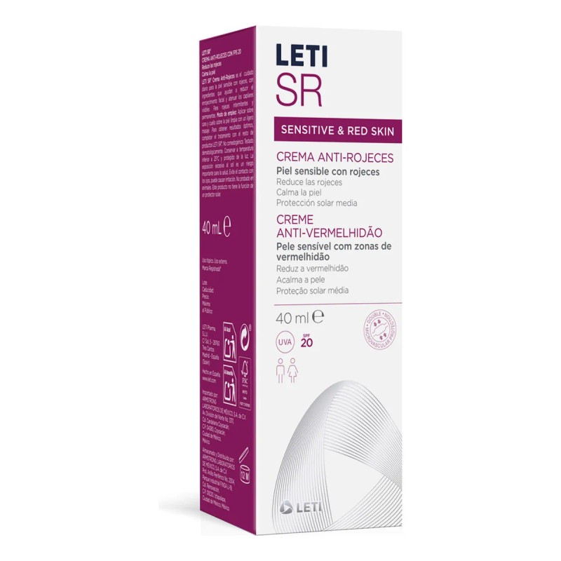 Crema Facial Leti Anti Rojeces 40ml Piel Sensible Fps Día