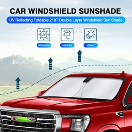 KUST - Parasol de parabrisas para 2021, 2022, 2023, 2024, GMC Yukon, XL, protector de visera para ventana, plegable, bloquea los rayos UV, mantiene tu coche fresco