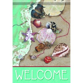 Carson Home Accents Flagtrends Classic Garden Flag, Welcome Shells