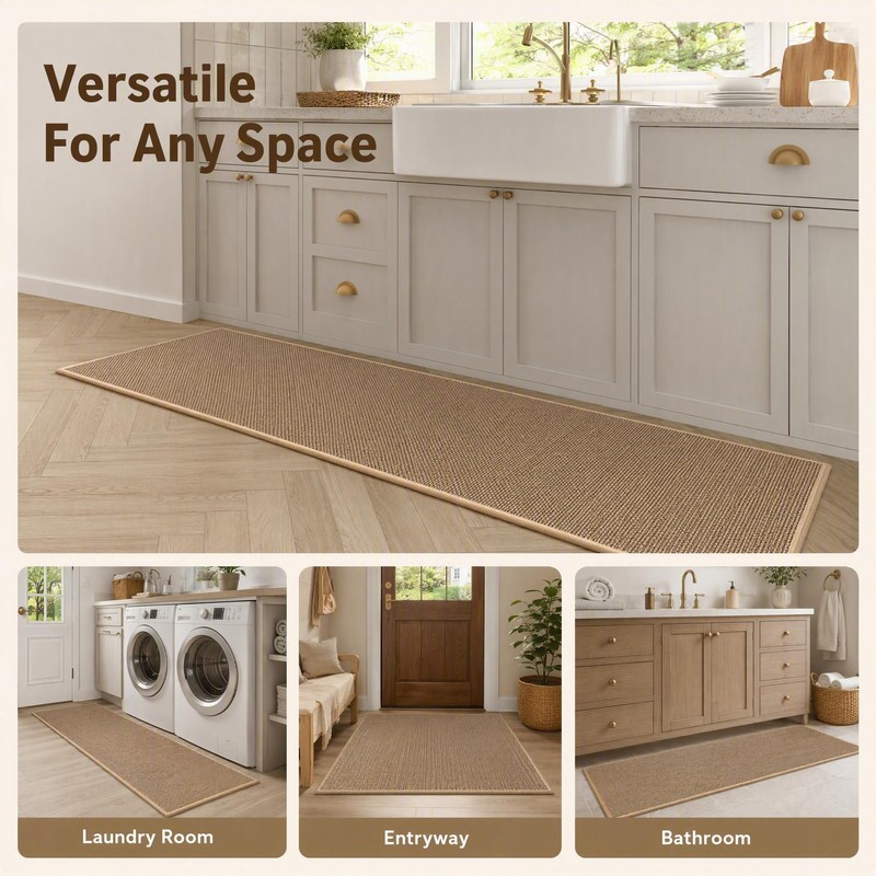 Washable Kitchen Runner Rug for Floor Protection – Non-Slip Faux