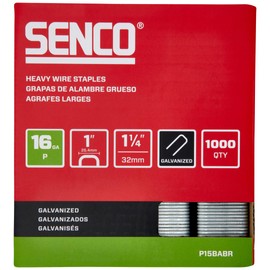 SENCO P15BABR 1-1/4" 16 Gauge 1" Crown Heavy Wire Staples, Galvanized Finish 1,000 Count Pack