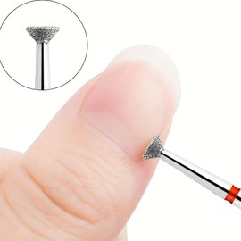 Acycoin2A 2PCS 4mm Inverted Cone Diamond Drill Bit - Nail Polishing Head Flying Disc Shape for Cuticle Dead Skin Glue Overflow Remover Pro Safe Nail Tool for Manicure