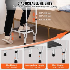 Happybuy Step Stool 1-Step 330lbs Capacity, 3 Adjustable Height with Handle Steel Step Ladder, Portable Toddler Step Stools for Adults, Non-Slip Sturdy Step Ladders for Office, RVs, Pets