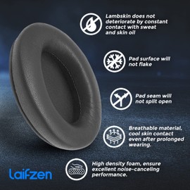 Lambskin XM4 Earpads for Sony WH-1000XM4 Headphones Replacement 1000 XM 4 Real Sheepskin Leather Ear Pads Cushions Earmuffs Cups Covers (Black)