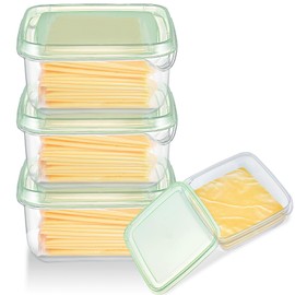 Uiifan 3 Pcs Sliced Cheese Container for Fridge Cheese Slice Holder with Lids Plastic Clear Cheese Box for Fridge Airtight Cheese Storage Container for Fridge Cheese Container for Refrigerator Food