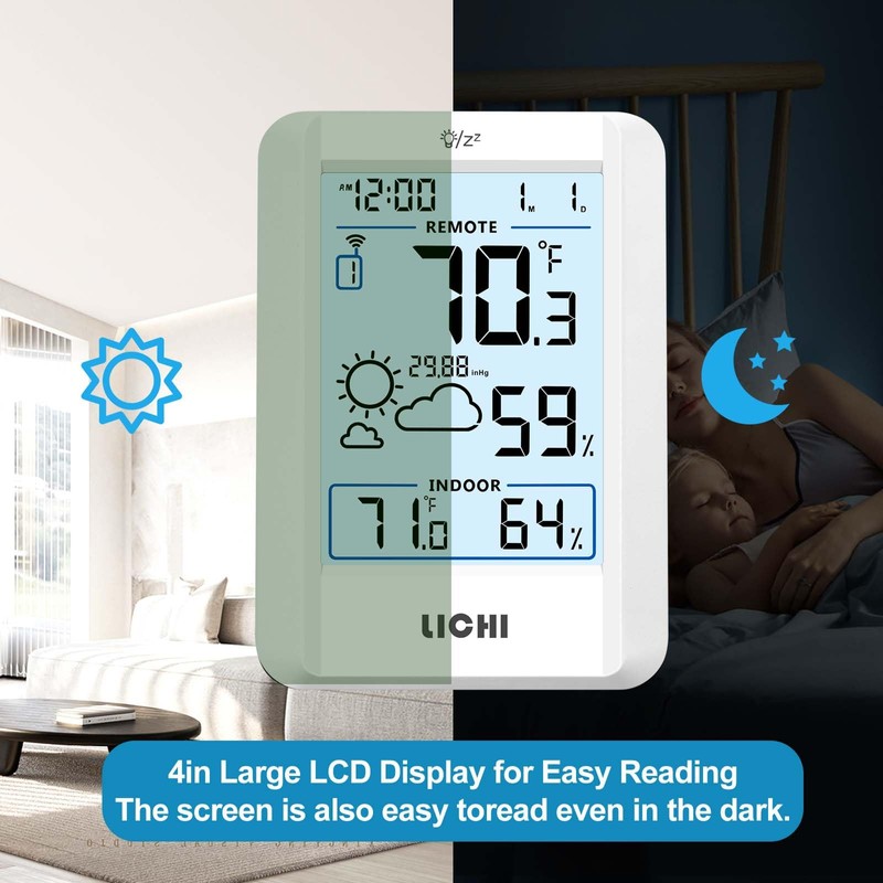 Indoor Outdoor Thermometer Wireless Weather Station Inside Outside Thermometers Hygrometer