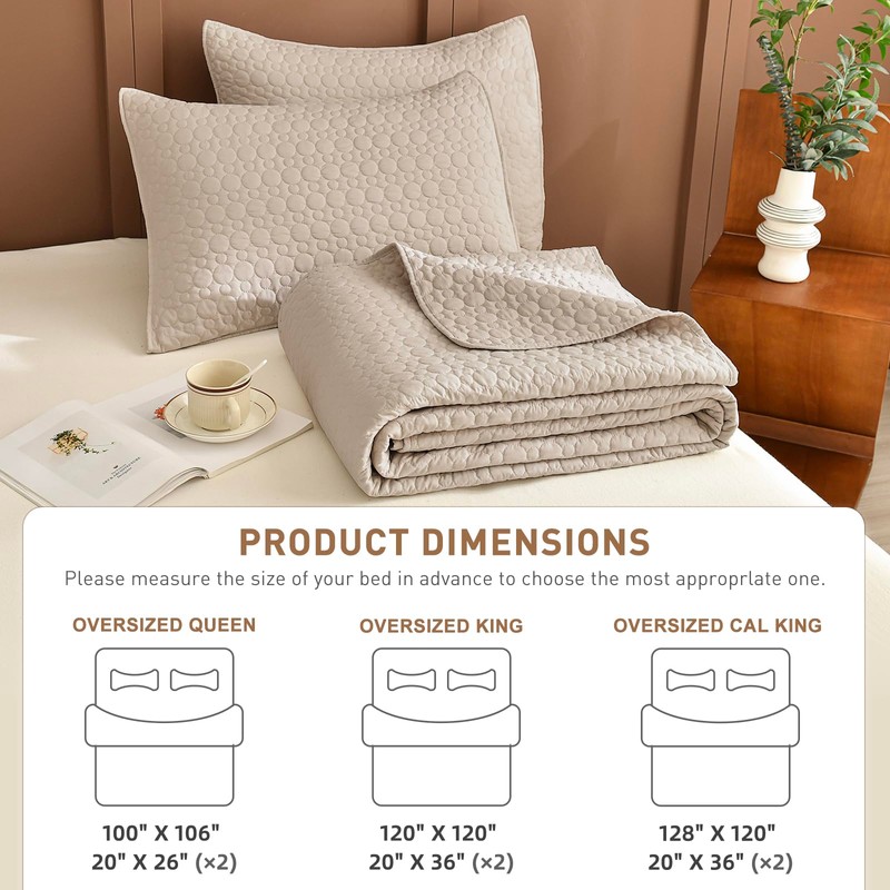 Lady Ann Oversized King Bedspreads Set for 120x120 Extra Bed,