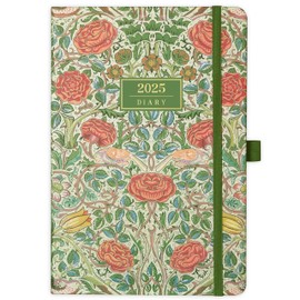 Diary 2025 - A5 Diary Week to View from January 2025 to December 2025, with Pen Holder, Inner Pock, Banded, Premium Hardcover, Green Bird