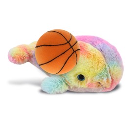 DolliBu Rainbow Whale Stuffed Animal with Basketball Plush – Soft Huggable Whale, Adorable Playtime Plush Toy, Cute Ocean Life Gift, Plush Doll Animal Toy for Kids and Adults – 7 Inches