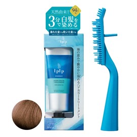 Lupupu (LPLP) Essence Color Treatment, Trial, 1.2 oz (34 g), Teak Brown & Color Stand Brush (Short Hair 1 Use), Gloves Included (3 Minutes for Gray Hair) 90383