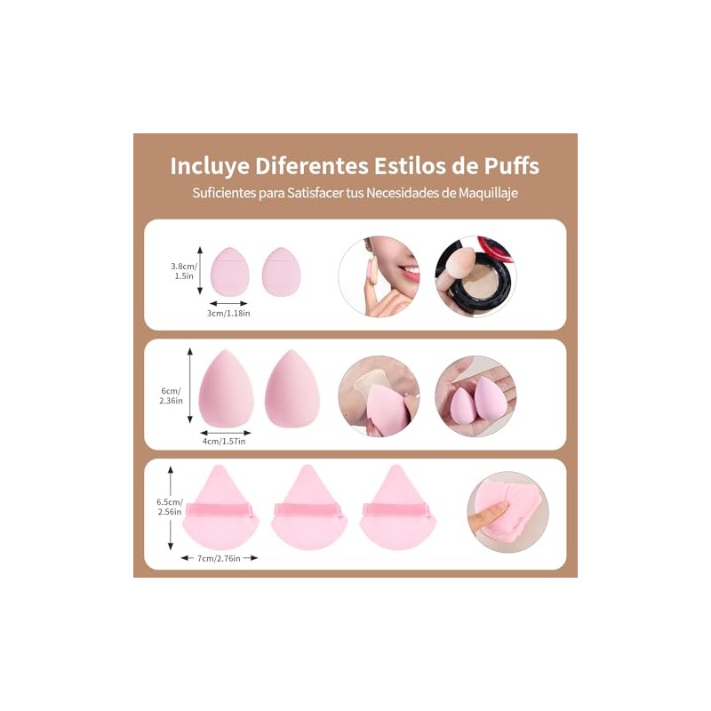 Maange Brochas Maquillaje Profesional Bolsa Esponjas Limpiador Set Kabuki Sintético