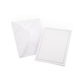 Gartner Studios Silver Foil Border All Purpose Cards with Envelopes, Blank Invitation Cards, White and Platinum Cards, 4.25" by 5.5", 50 Count (60024)