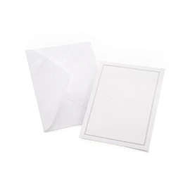 Gartner Studios Silver Foil Border All Purpose Cards with Envelopes, Blank Invitation Cards, White and Platinum Cards, 4.25" by 5.5", 50 Count (60024)
