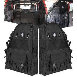 PKEDUO Roll Bar Storage Bag Multi-pocket Organizers Star Rear Cargo Cage Bag Saddlebag Compatible with 2007-2024 Jeep Wrangler JKU JLU 4-DOOR(NOT FOR 2-DOOR MODELS)