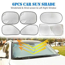 6pcs Riloer Foldable Large Sun Shade Truck Van Car Windshield Visor Block Cover Car Windshield Sun Shade Visor