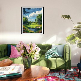 ARNLRDYA Golf Course Paint by Number Kits for Adults, Forest Grassland Landscape Paint by Numbers for Beginner, Lake and Blue Sky Acrylic Paint Oil Painting Gift Unframe for Home Decor(16×20inches)