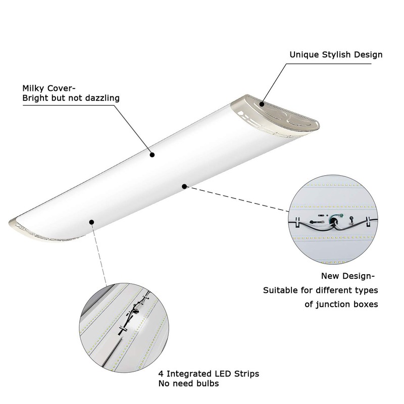 TychoLite 4ft LED Light Fixtures Dimmable 80W 8800lm Linear Flush
