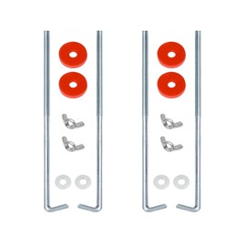 Ampper Battery Hold Down Clamp, Stainless Steel J Hook Battery Hold Down Bracket Bolts (2 Sets, Bolt Length 8 in)