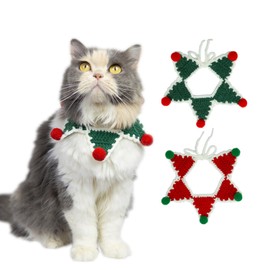 MITOCAPY Handmade Christmas Dog Outfit,2 PCS Christmas Cat Costume,Adjustable Fit Five-Pointed Star Dog Costume,Christmas Dog Clothes for Poodles and so on