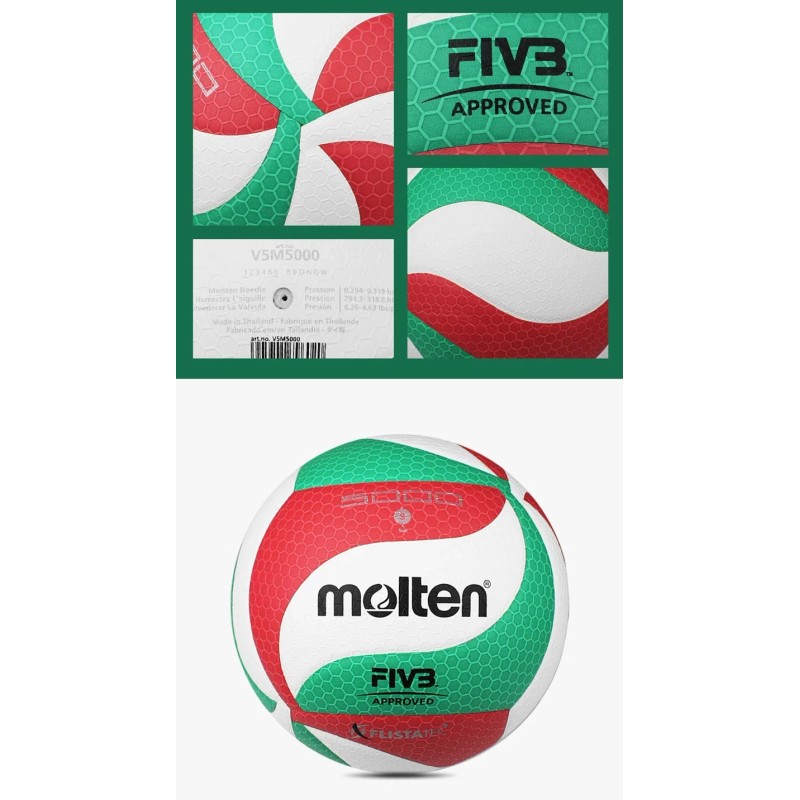 Molten V5M5000 Volleyball, Soft Touch, Indoor/Outdoor PU Microfiber Ball Size