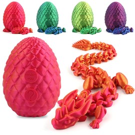 STONESTAR 3D Printed Dragon Fidget Toys, 12" Full Articulated Dragon in Mystery Egg, Home Office Decor Executive Desk Toys Xmas/Easter Gift for Dragon Lovers (Laser Red)