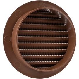 Vent Systems 100 mm / 4" Inch Round Soffit Vent Cover - Pack of 2 - Brown Louvered Plastic Grill Cover - Vent Grille with Screen Mesh - HVAC, Ducting, Pipe Air Supply Vents for Bathroom, Kitchen