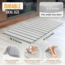 MOPHONICHOME - Extra Long Stone Bath Mat, Diatomaceous Earth Shower Mat, Non-Slip Super Absorbent Quick Drying Bathroom Floor Mat, Natural, Easy to Clean (31.5 x 15 Light Grey)