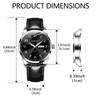 Taxau Men Leather Watch Dress Watches for Men Black Watch