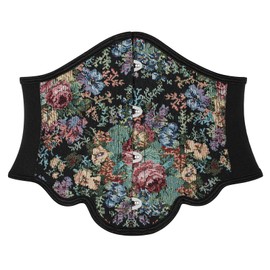 TRIWORKS Women Elastic Corset Belt Renaissance Floral Printed Underbust Corset Wide Costume Stretch Waist Belt